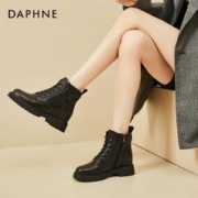 DAPHNE 达芙妮 时尚马丁靴女20百搭靴子加绒工装靴休闲短靴单靴