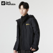Jack Wolfskin狼爪冲锋衣男秋冬新品防水大码宽松抓绒三合一男两件套5012775 5012775-6000/黑色/偏小一码 L 180/100A
