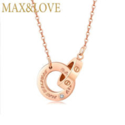 Max&Love 四叶草钻石项链女小钻石爱心吊坠含检测证书 双面四叶草钻石项链 附带鉴定证书