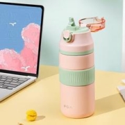 撞色搭配永不过时、有券的上：富光 健身运动杯 桃桃粉700ML