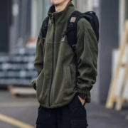 摩男志 冬季摇粒绒美式工装立领卫衣