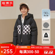 TANBOER 坦博尔 儿童羽绒服男女通用2023年新款时尚保暖连帽泡芙童装外套TC336311 钻石黑 120/60