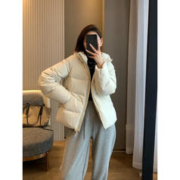 FOURDATRY U家同款2023新款冬季加厚保暖无缝宽松显瘦连帽羽绒服女面包服 白色 M