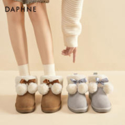 DAPHNE 达芙妮 蝴蝶结毛球雪地靴女款冬季2023年新款加绒加厚保暖棉鞋靴子