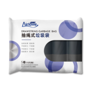 爱尔卫抽绳垃圾袋 手提自动收口穿绳垃圾袋 45*50cm 黑色 5卷75只