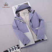CAMEL 骆驼 皇家骆驼拼色徒步登山服反光条三合一冲锋外套抓绒内胆女加绒加厚