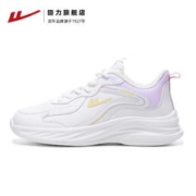 WARRIOR 回力 女鞋小白鞋皮面2023新款冬季减震软底休闲跑步鞋防泼水运动鞋