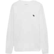ABERCROMBIE & FITCH【小麋鹿】男装 复古美式宽松纯色简约休闲通勤长袖T恤322949-1 白色 M (180/100A)