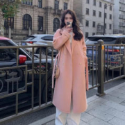 FOURDATRY 粉色毛呢外套女冬季中长款2023新款小个子感气质时尚呢子大衣 粉红色 L