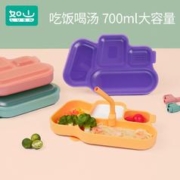 LUSN 如山 宝宝分格一体式硅胶餐盘吸盘式婴儿学吃饭餐具防摔辅食碗套装