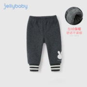 JELLYBABY【加绒束脚小兔打底裤】2023女童裤子保暖儿童加绒打底裤 深花灰 100