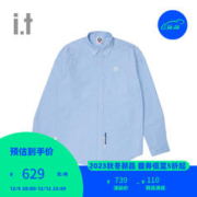 Aape it 男装长袖衬衫冬清爽简约猿颜胶章字母刺绣8456X BLX/蓝色 S
