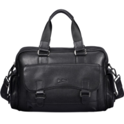 帕宾pabin 男包手提包休闲大容量旅行包头层牛皮旅行袋商务公文包男式包袋PB012A黑色