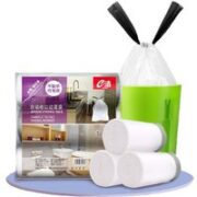 e洁 垃圾袋家用手提式加厚抽绳垃圾袋实惠装塑料袋 45*50cm 3卷共168只颜色随机