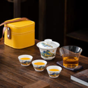 循一 旅行茶具小套装 千里江山/三杯+玻璃公杯+小方包