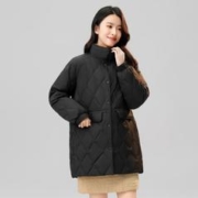 冰洁BENGEN 中长款羽绒菱格纹品质时尚立领休闲商务女式羽绒服