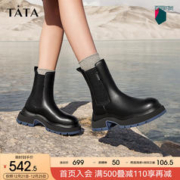 TATA 他她 英伦风切尔西靴女撞色炸街时装短靴2023冬WJZ01DZ3 黑色（单里） 39
