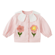 JELLYBABY2023儿童新款衣服秋季女宝宝洋气开衫秋装女童外套春秋 粉色 90