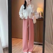 拍两件雪尼尔灯芯绒阔腿裤秋冬