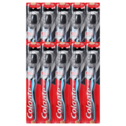 高露洁（Colgate）细毛护龈炭牙刷 家庭套装囤货 男女学生小头软毛细软毛牙刷 10支装