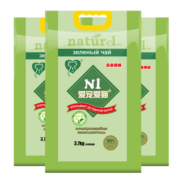 N1 爱宠爱猫玉米绿茶活性炭混合豆腐猫砂11.1kg易结团可冲马桶[整箱销售] 绿茶豆腐砂3.7kg*3 2.0mm