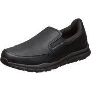 斯凯奇（Skechers）男休闲皮鞋商务鞋一脚蹬工作鞋 舒适低帮休闲鞋 77157 黑色/BLK 41