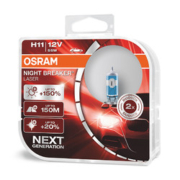 欧司朗（OSRAM）新一代激光夜行者H11汽车卤素大灯远近光 增亮150% 2支装 12V 55W