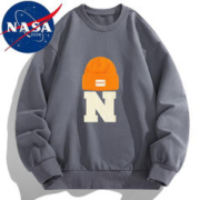 NASADKGM 卫衣男秋冬季潮流新款情侣装圆领长袖t恤印花情侣打底衫 WY197灰色 XL