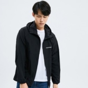 mont·bell男士户外轻薄风衣皮肤衣Wind Blast连帽夹克运动跑步外套1103242 BK黑色 M
