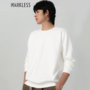 Markless 卫衣男秋冬季加绒休闲长袖T恤男士圆领套头男装外套WYB0434M 雪峰白加绒