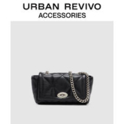 URBAN REVIVO 2023春夏女士时尚菱格链条单肩斜挎包UAWB32071 黑色