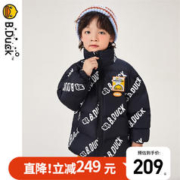B.Duck 小黄鸭童装儿童羽绒服男童保暖外套冬装女童白鸭绒上衣 黑色 120cm