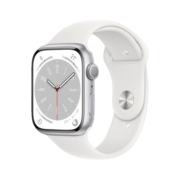 Apple Watch Series 8 智能手表GPS款45毫米银色铝金属表壳白色运动型表带 iwatch S8 MP6N3CH/A