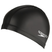 速比涛（Speedo）成人泳帽PU材质游泳装备柔软舒适不勒头长发时尚 8720640001 黑色