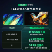 TCL 雷鸟 43英寸雀5 2+32GB内存 4K超高清远场语音 游戏智能液晶平板电视机 防蓝光 超薄全面屏电视 43F275C 43雀5