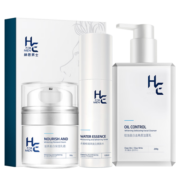 赫恩（H&E）男士美白焕颜护肤品套装洗面奶200g爽肤水120ml面霜50g面膜6片/盒