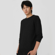 MARKLESS毛衣男士秋冬圆领针织衫纯色打底衫MSB0710M1 星空黑 M