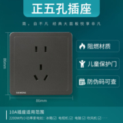 西门子(SIEMENS)开关插座 10A五孔插座面板 致典金属黑