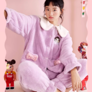 BANDGEWOO 阪织屋 女士双面舒棉绒家居服套装