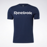 Reebok锐步官方男子TEE黑色室内健身印花运动训练圆领短袖T恤 GN5378_藏青色 A/L