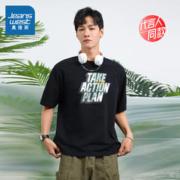 JEANSWEST 真维斯 男装宽松印花体恤衫2023夏季新款短袖T恤JW
