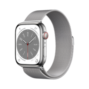 Apple Watch Series 8 智能手表GPS+蜂窝款41毫米银色不锈钢表壳银色米兰尼斯表带eSIM手表 S8 MNJ93CH/A