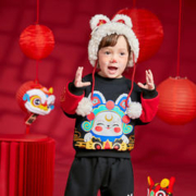 懿琪宝贝 男童加绒卫衣YA14WY027 黑色小兔 80cm