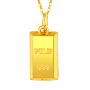 中国黄金（CHINA GOLD）黄金吊坠无氢足金暴富金砖吊坠金条项链送女友老婆节日圣诞节礼物 约 1.05g【配银链】