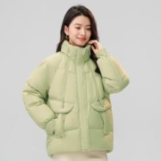 冰洁BENGEN 短款羽绒服女秋冬新款纯色立领抽绳宽松小个子保暖羽绒服女士外套