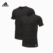 PLUS会员：adidas 阿迪达斯 男士V领短袖T恤 2件装 4A2M05