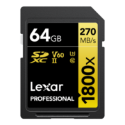 雷克沙1800X V60 SD卡相机内存卡高速U3 4K高清 微单反SD存储卡大卡 SD卡 64G 新升级读280M 写210M 强悍影像性能