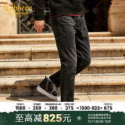Cabbeen 卡宾 男黑色休闲牛仔裤男易穿搭修身中低腰潮街头青年简约时尚复古男士青年束脚小脚裤长裤 黑色61 29