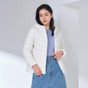 TANBOER 坦博尔 轻薄羽绒服女短款连帽时尚渐变印花轻便秋冬外套