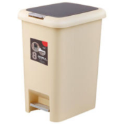 BEKAHOS 百家好世 垃圾桶家用带盖按压脚踏翻盖客厅塑料办公室卫生间脚踩式 米色8L16.4元